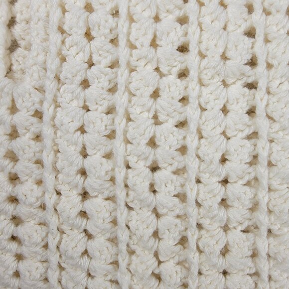 Vtg crocheted poncho shawl button front grandma hippie one size ivory arm holes - Picture 5 of 14